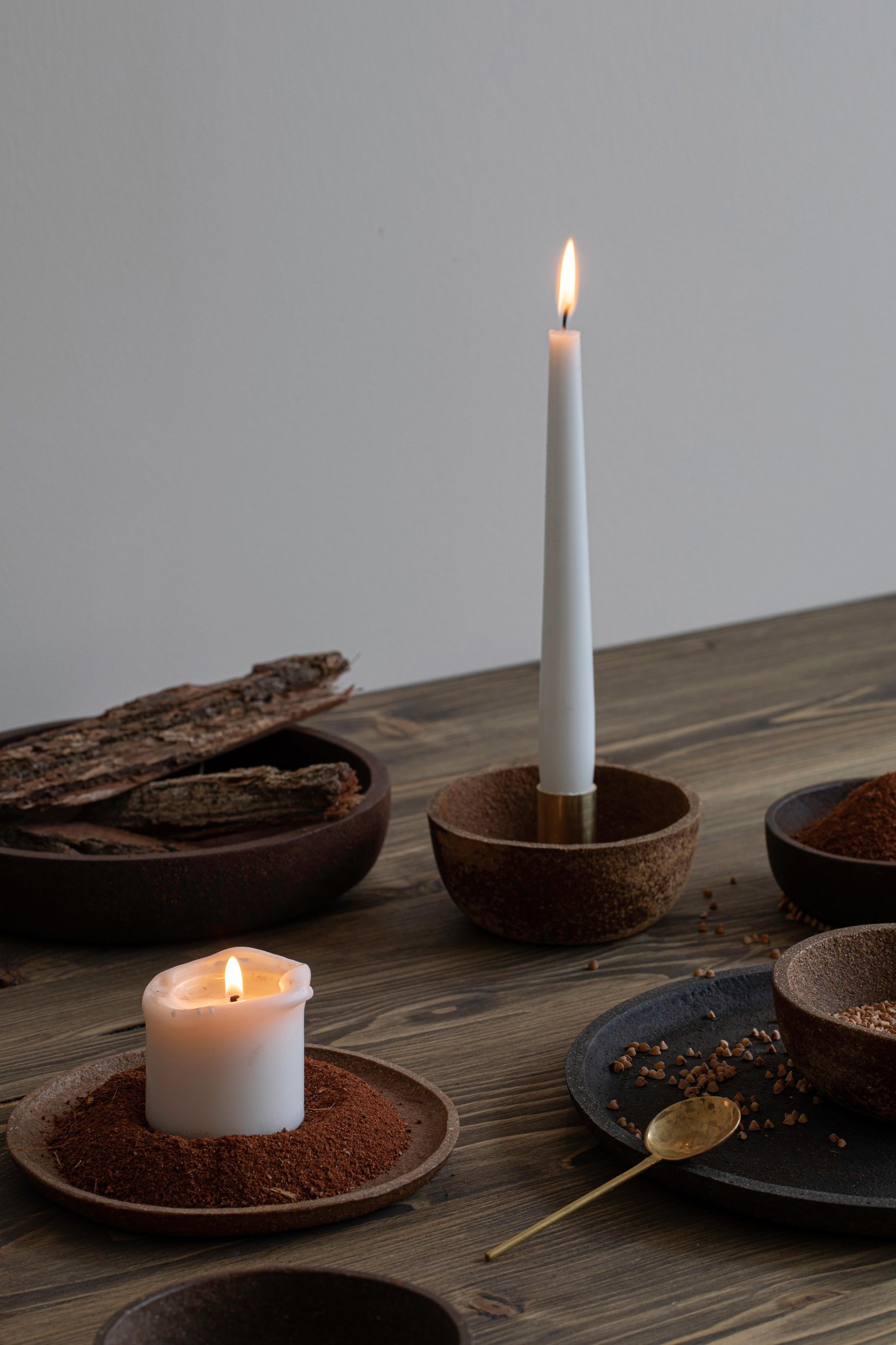 Lithuanian Tree Leaves Candlestick Holder by Evelina Kudabaite Studio For Sale