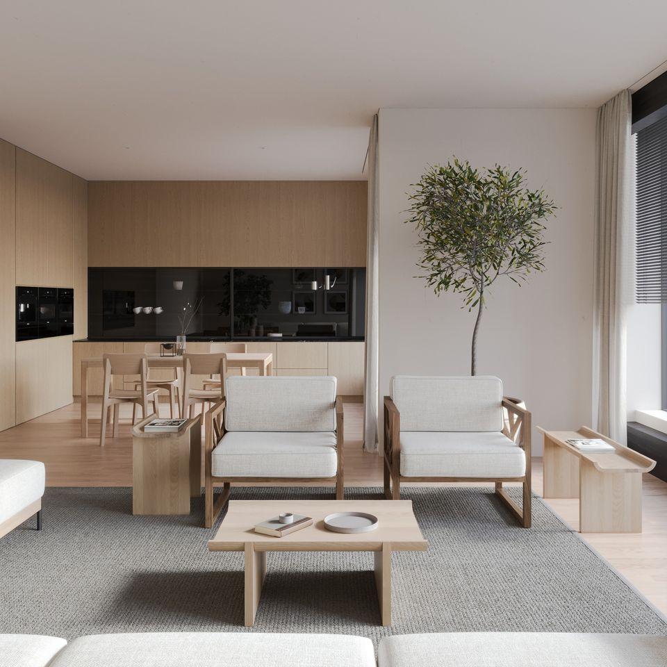 Loungesessel in Baumform mit Struktur aus Massivholz im Angebot 7