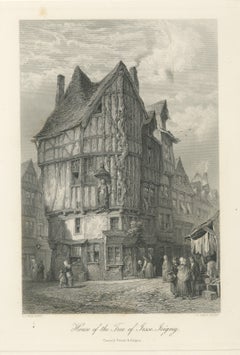 Tree of Jesse House, Joigny, Antique Steel Engraving after L.J. Wood, circa 1877