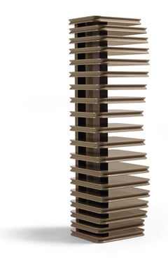 TREE OF KNOWLEDGE Freestanding Bookcase in Solid Oak Sanblasted by Piero Manara