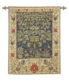 Tree of Life - Blue Loom Woven Tapestry - 5'11" x 4'8"