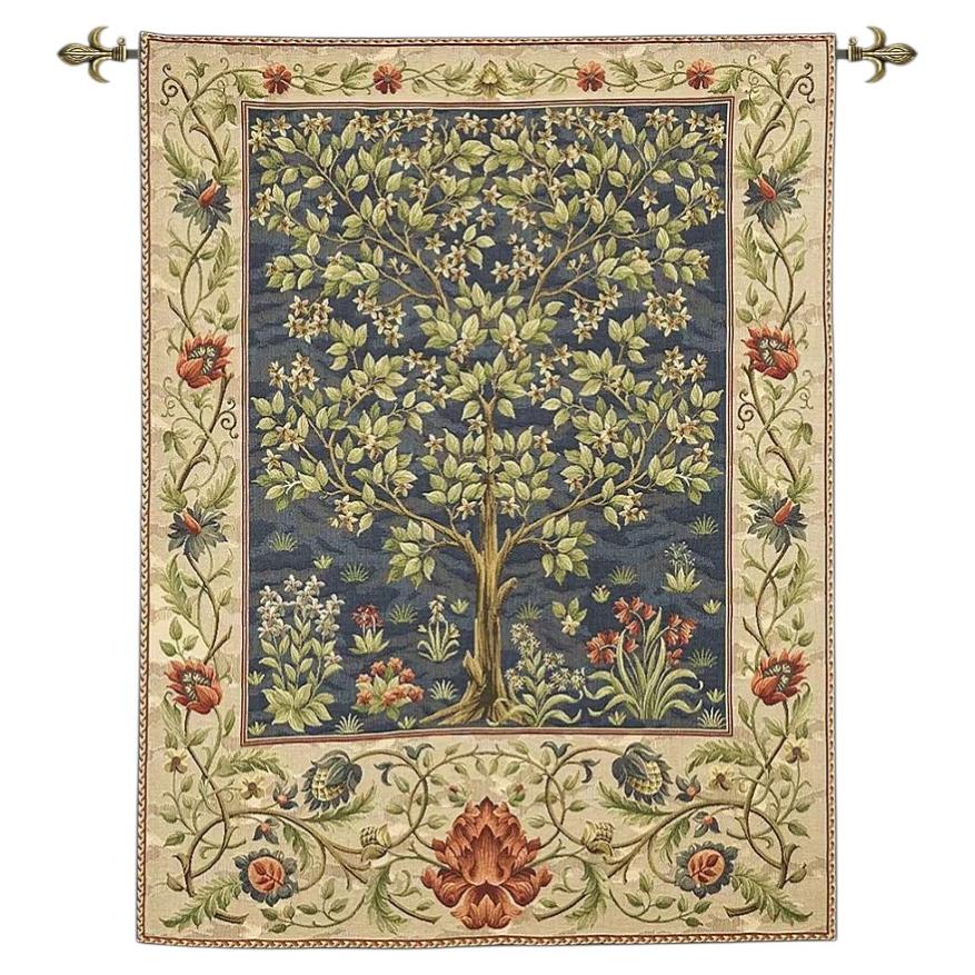 Tree of Life - Blue Loom Woven Tapestry - 5'11" x 4'8" For Sale