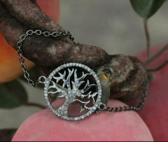 Tree Of Life Bracelet 925 Silver Pave Diamond Fashion Chain Bracelet Gift.