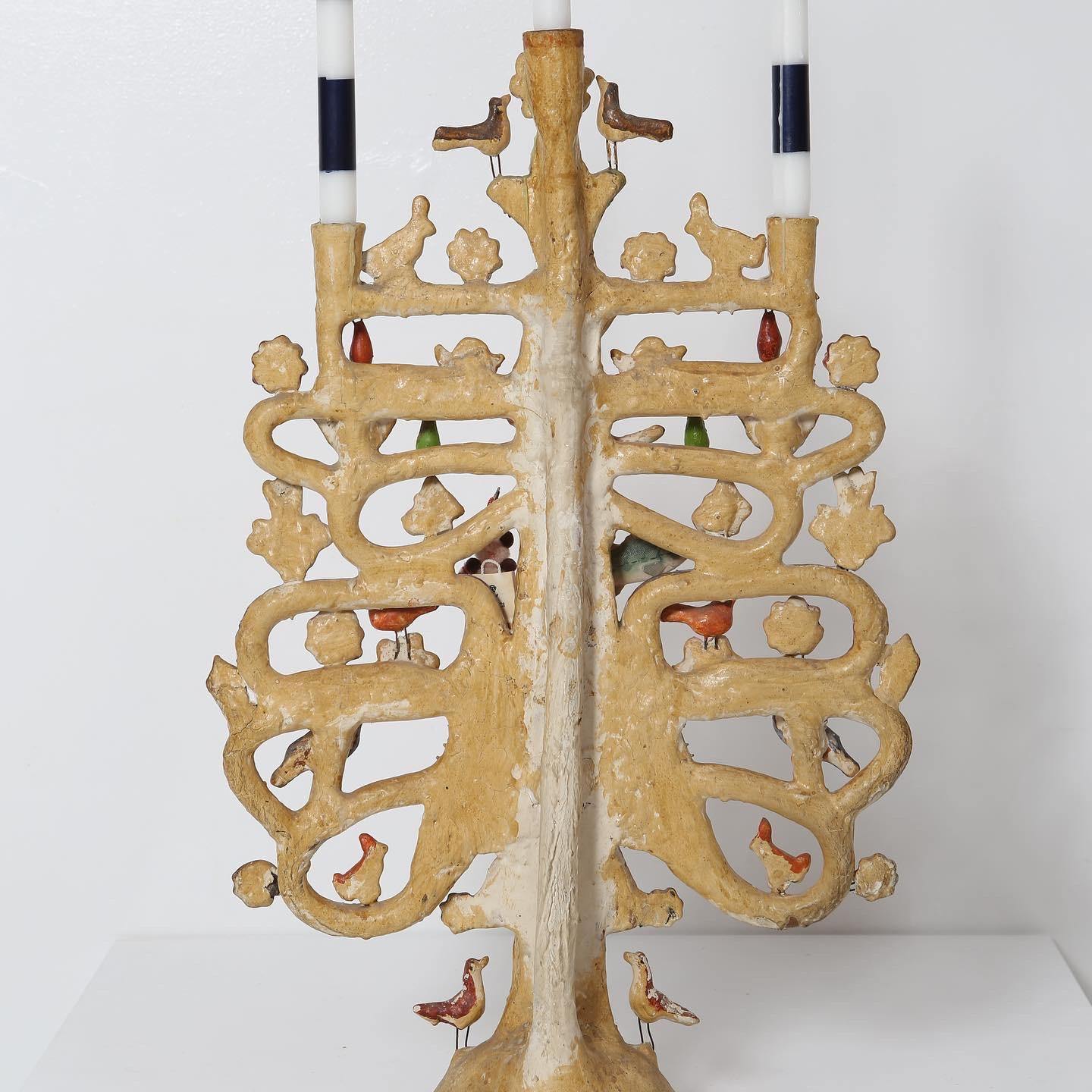 Folk Art Tree of Life Candelabra by Aurelio Flores, 1960s