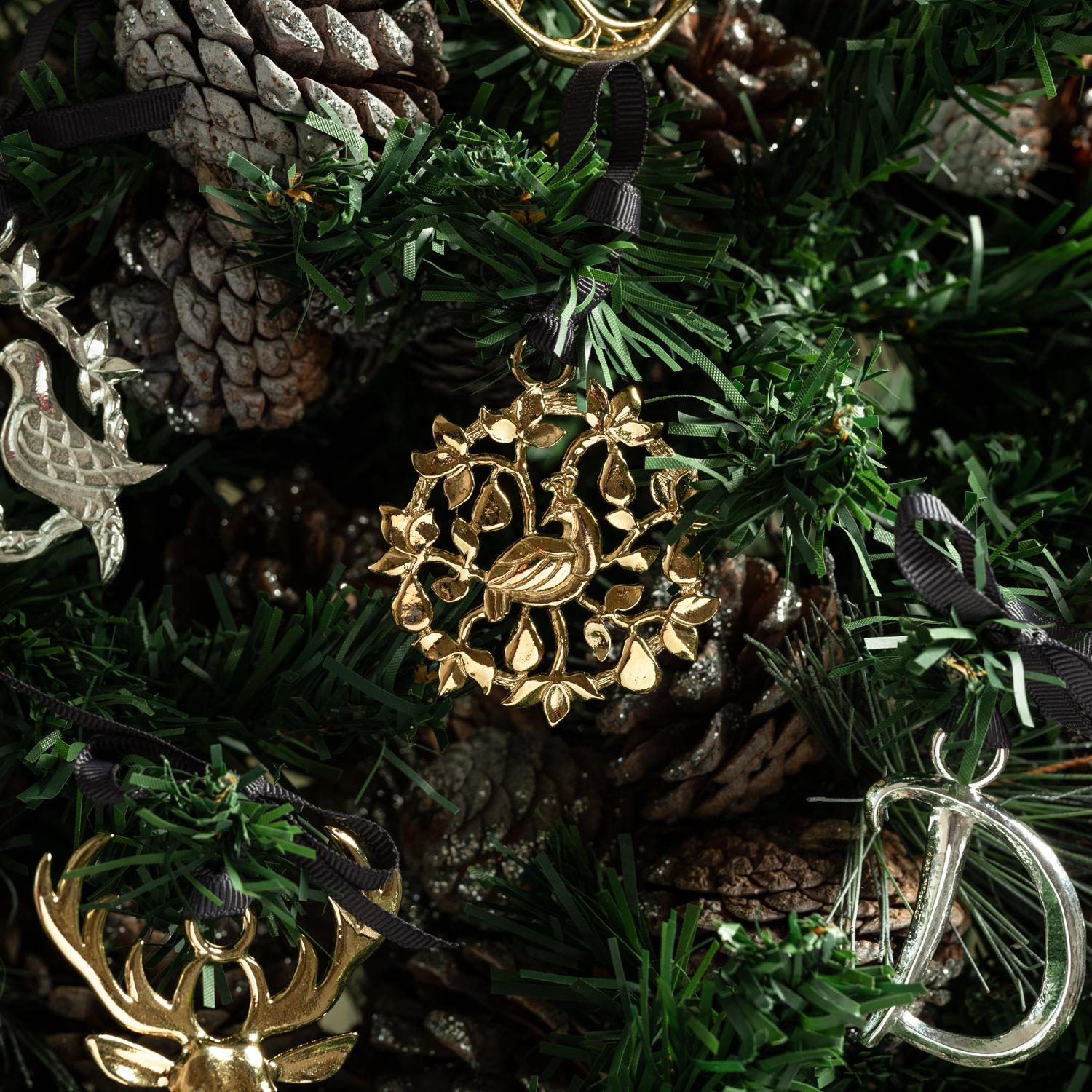 Women's or Men's Tree of Life Christmas Decoration Set In Gold For Sale
