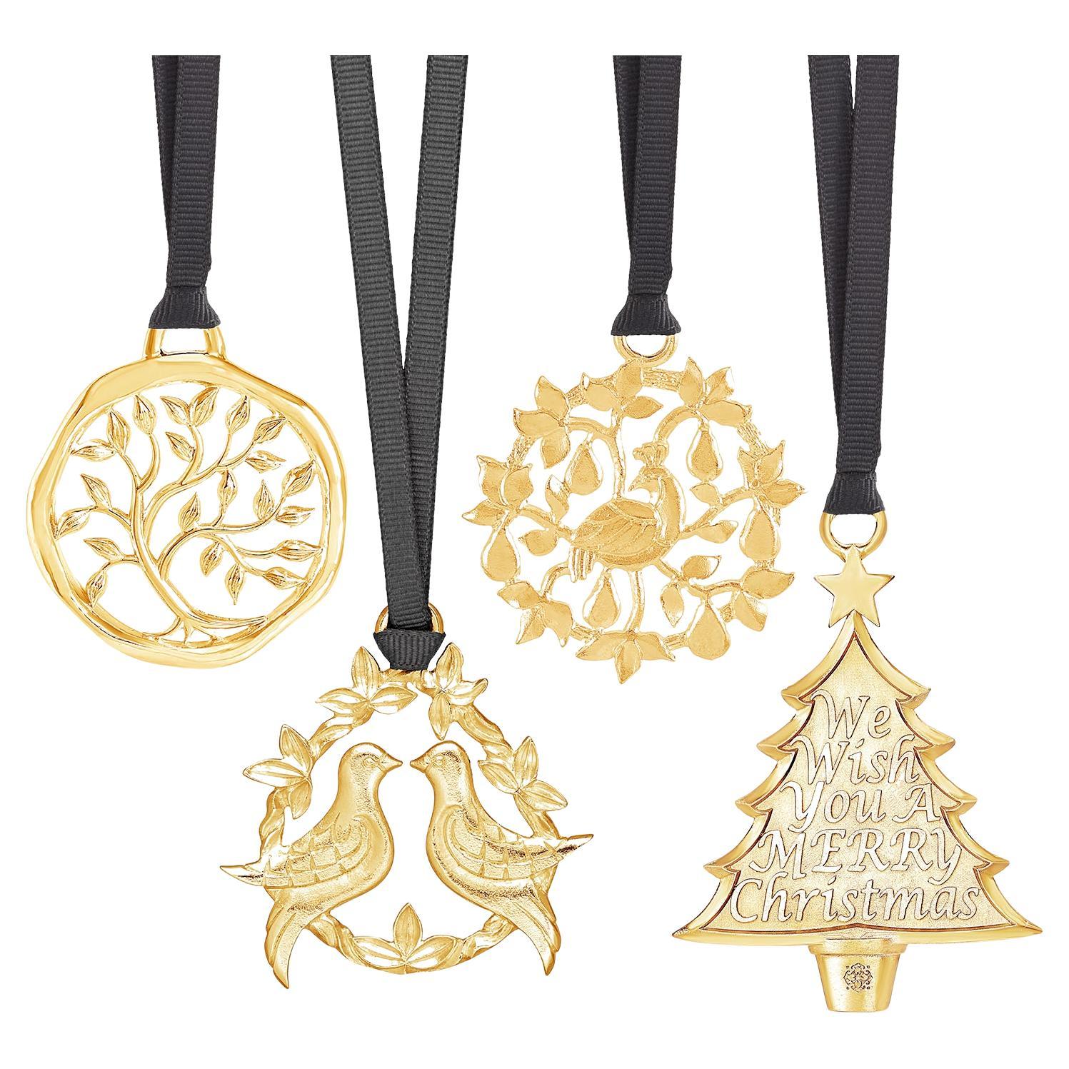 Weihnachtsschmuck-Set in Gold, Baum des Lebens