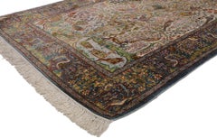 Vintage Turkish Hereke Pure Silk Pictorial Tree of Life Prayer Rug