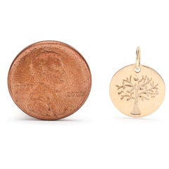 Tree Of Life Disc Charm, 10K Yellow Gold, Length 5/8 Inch, Small Gold Disc Charm