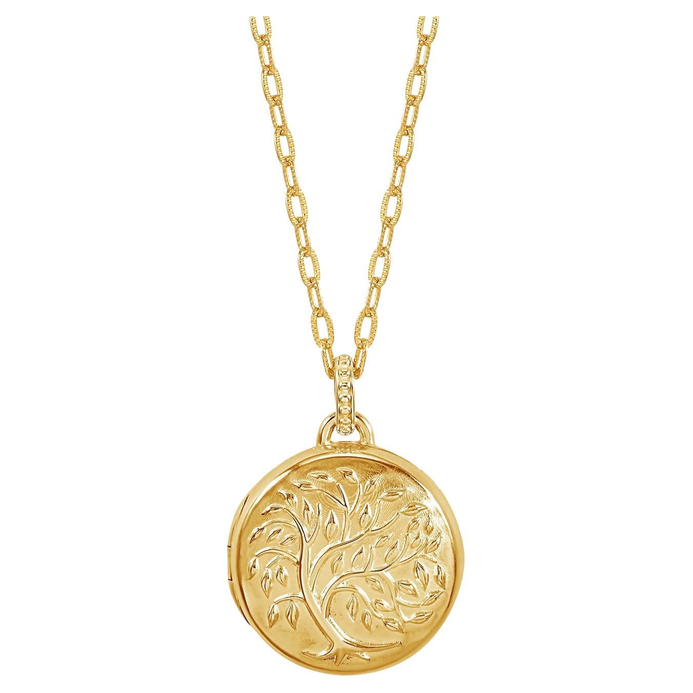 Tree of Life Locket In 18ct Gold Vermeil For Sale