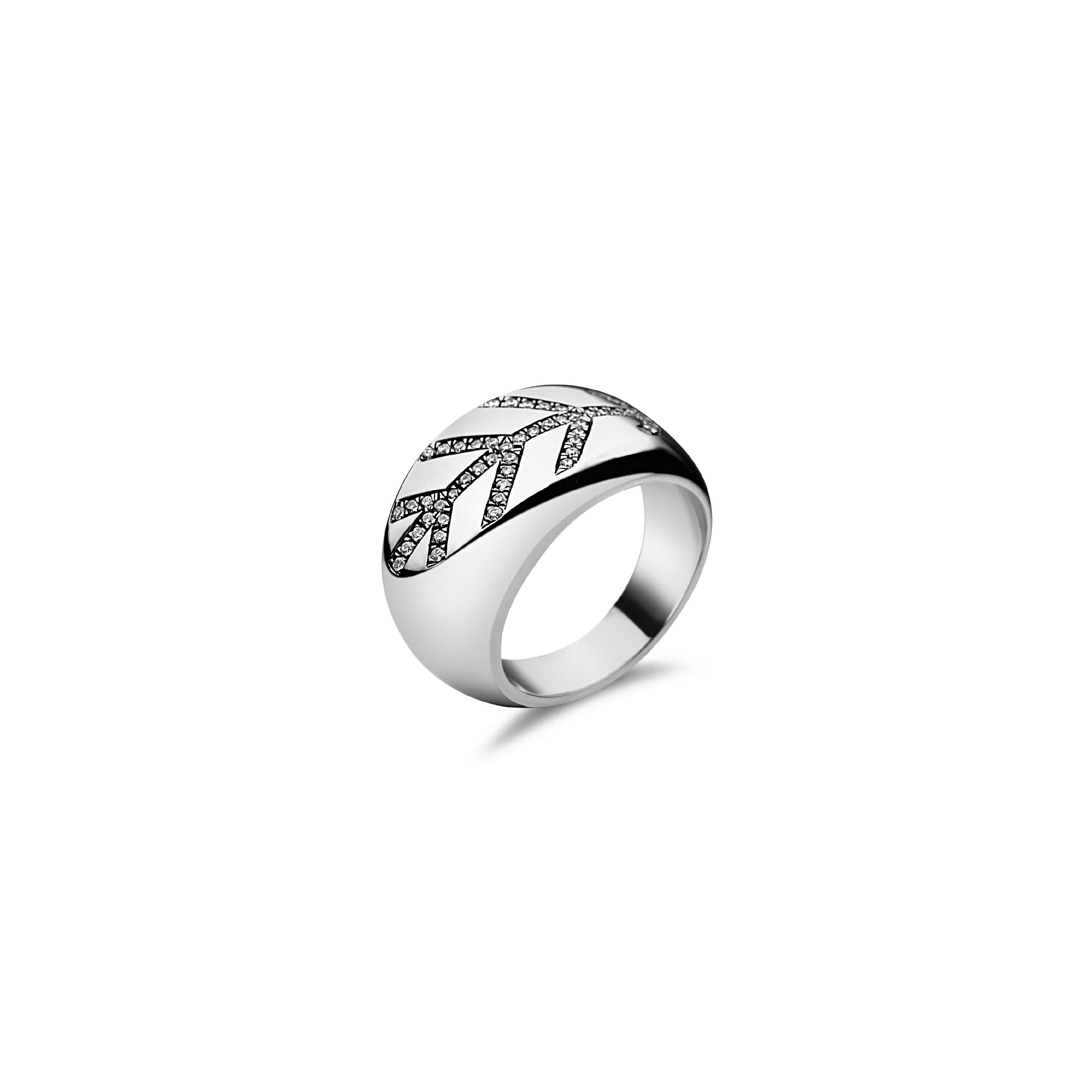 Messenger Baum des Lebens Messenger Diamant Pave Silber Siegel Rosay Ring (Brillantschliff) im Angebot