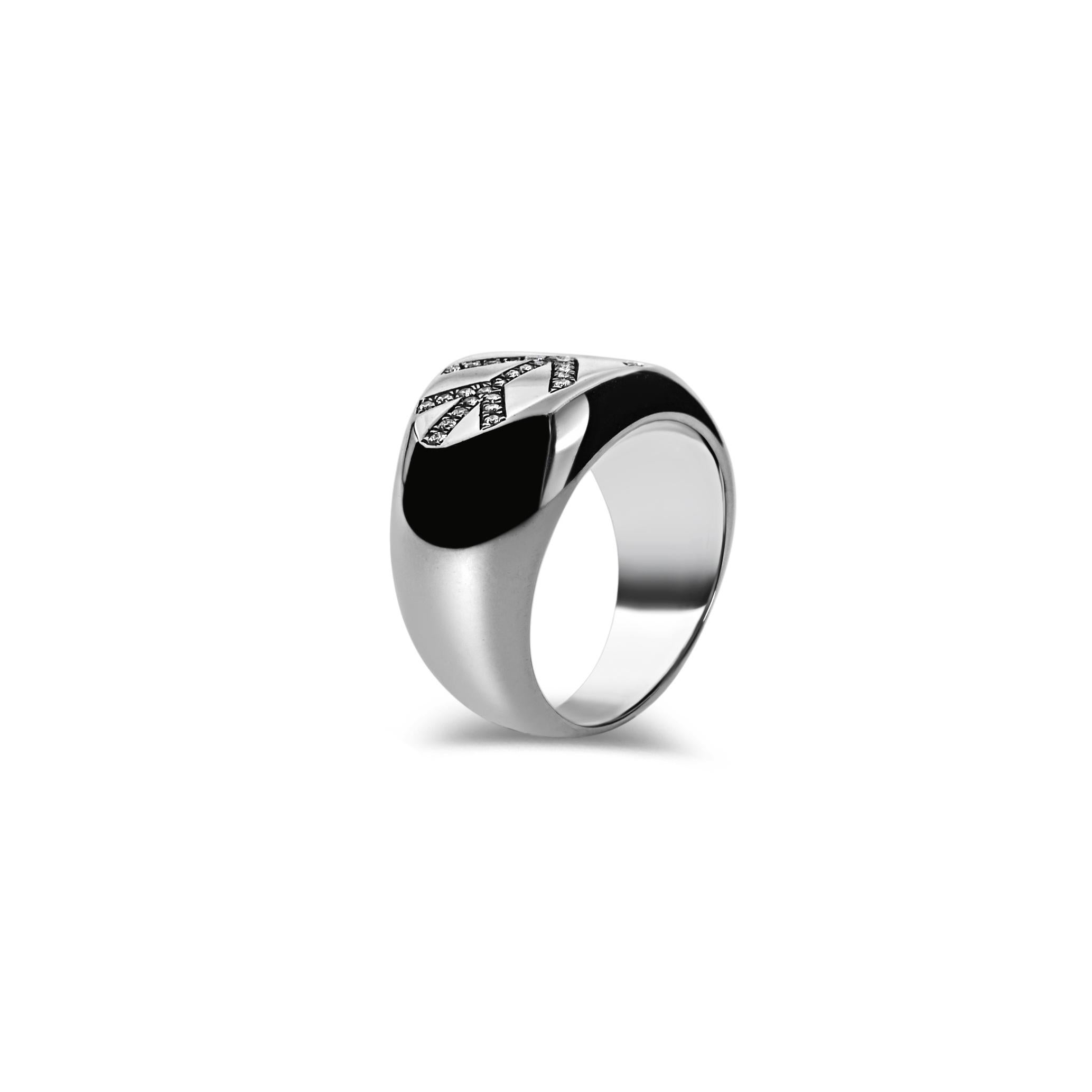 Messenger Baum des Lebens Messenger Diamant Pave Silber Siegel Rosay Ring für Damen oder Herren im Angebot