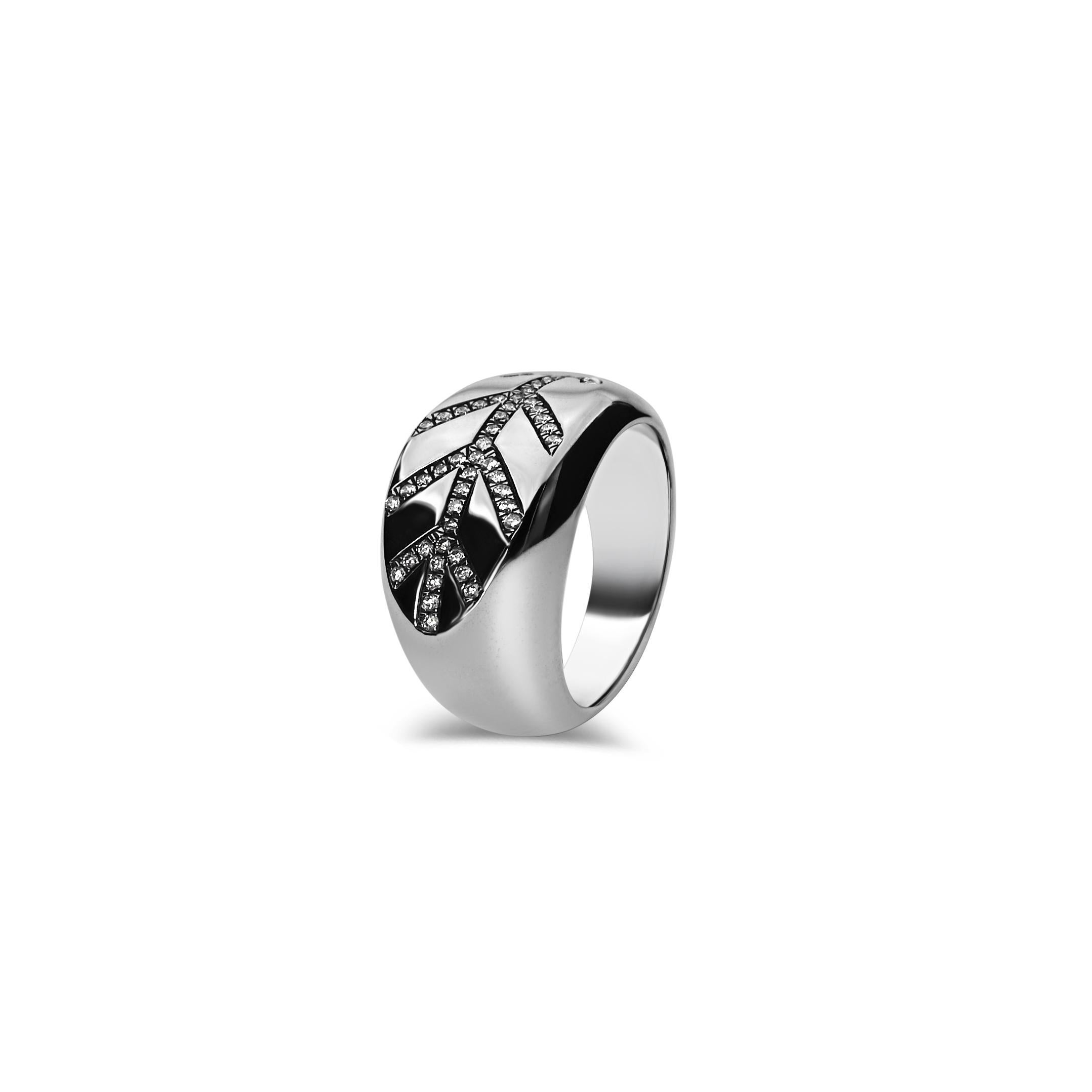 Tree of Life Messenger Diamond Pave Silver Signet Pinky Ring For Sale 1