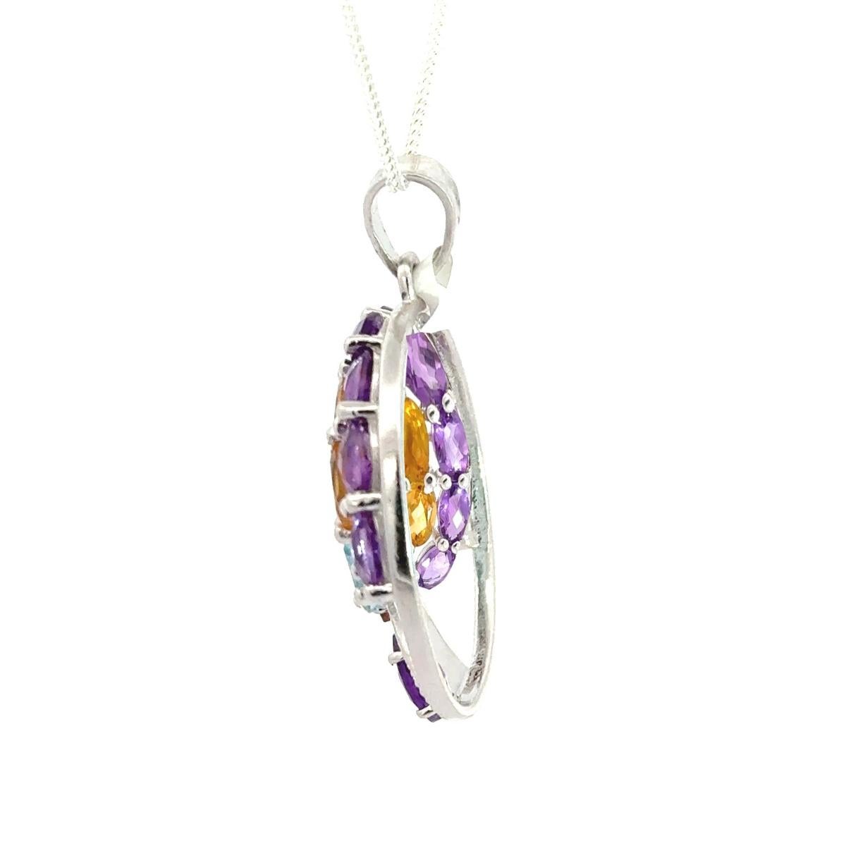 Baum des Lebens Multi Edelstein Kreis Anhänger für Mutter Geschenk in Sterling Silber im Zustand „Neu“ im Angebot in New York, NY