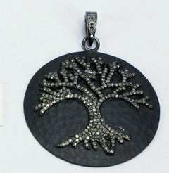 Tree Of Life Pave Diamond Pendant 925 Silver Diamond Charm Pendant For Birthday.