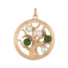 Tree of Life Pendant Charm Vintage 14 Karat Gold Estate Fine Jewelry Round