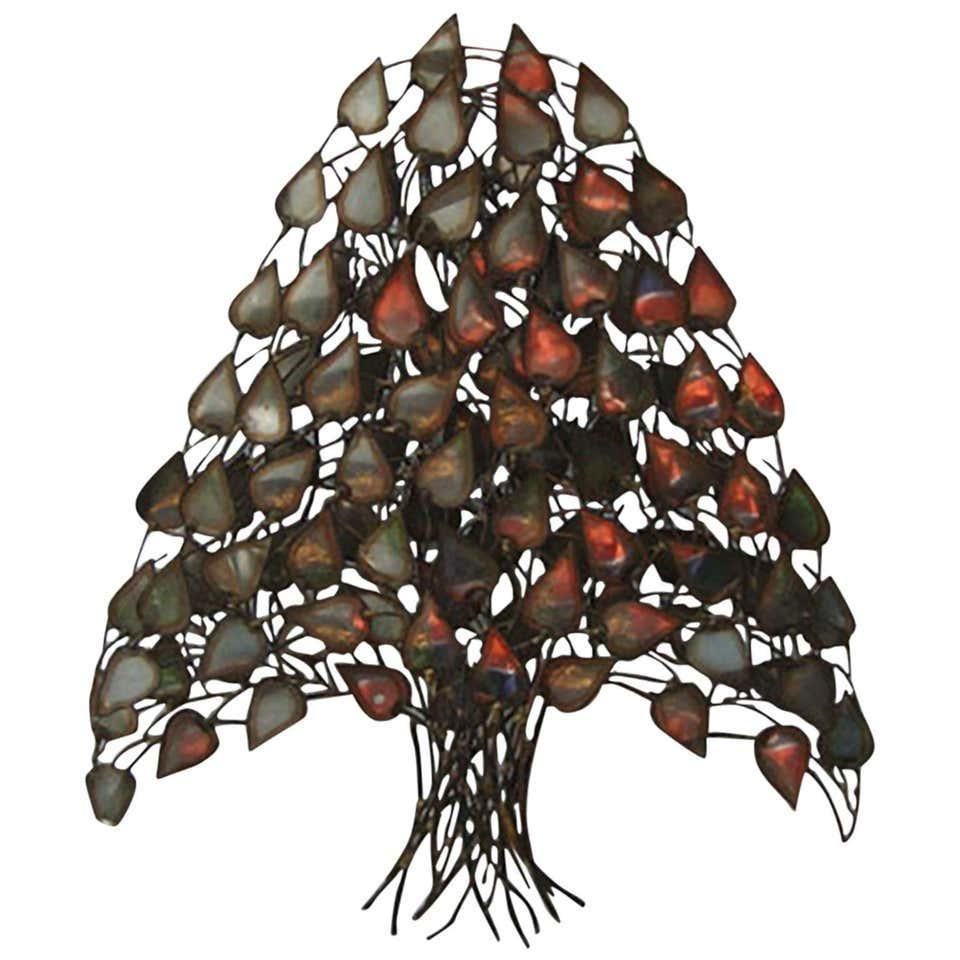 Mid-Century Modern Tree of Life Wall Sculpture in Patinated Metal Mexico, 1960s