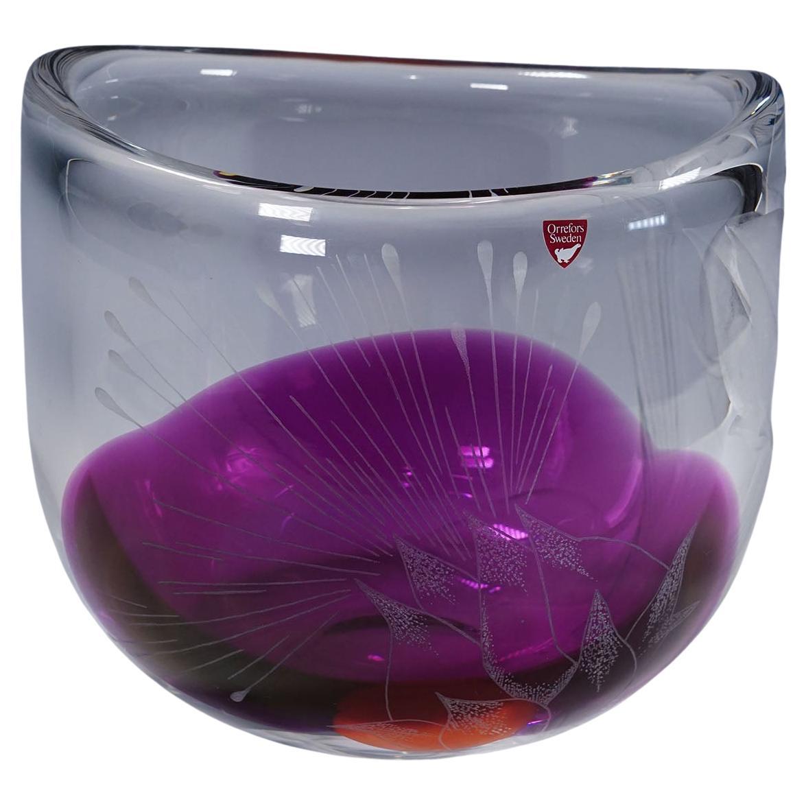 Tree of Live Art Glass Vase by Olle Alberius for Orrefors, Sweden 1977 in vendita