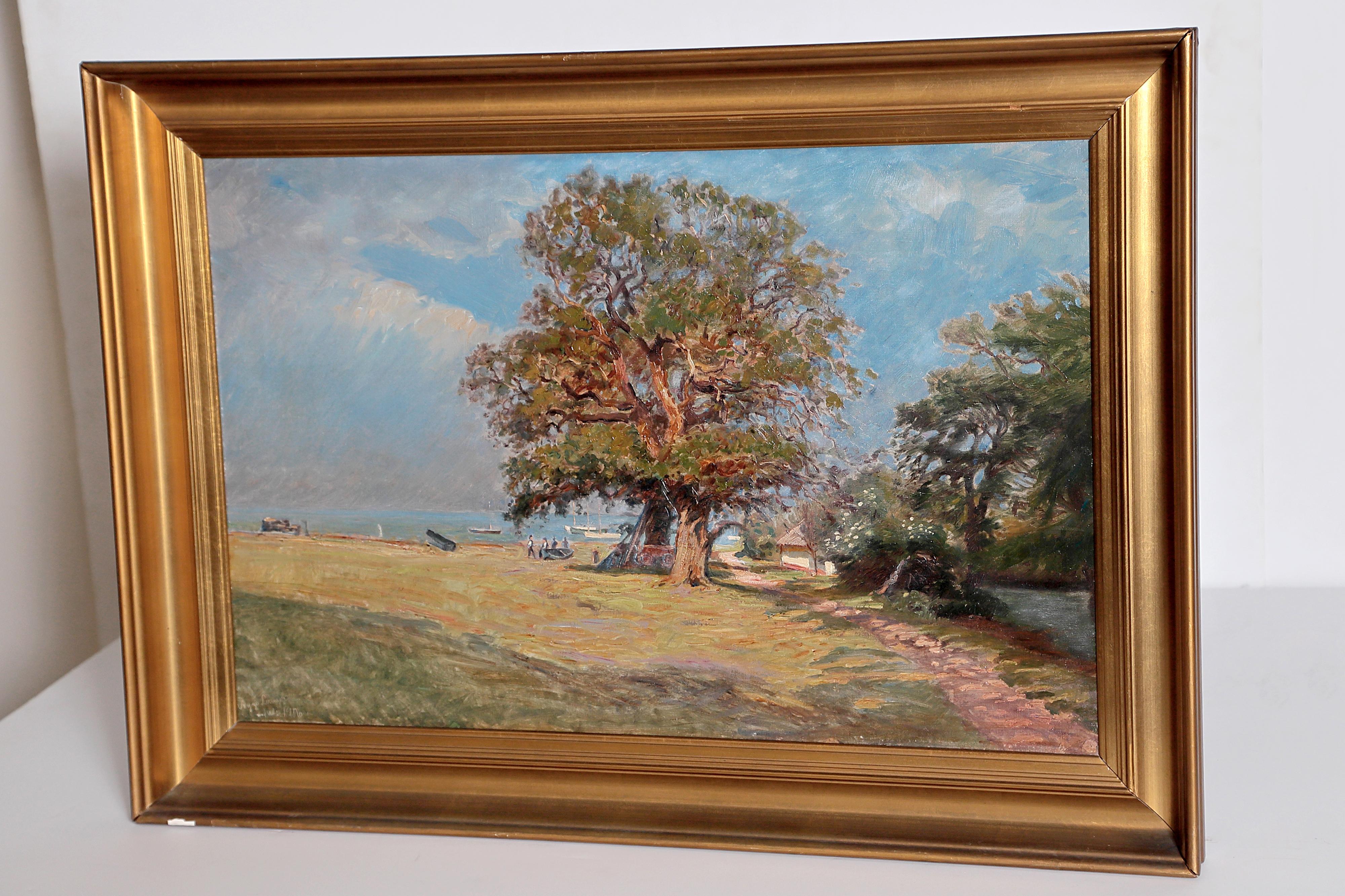 Canvas Framed Landscape Painting by Danish Landscape Painter Viggo Langer (1860-1942)