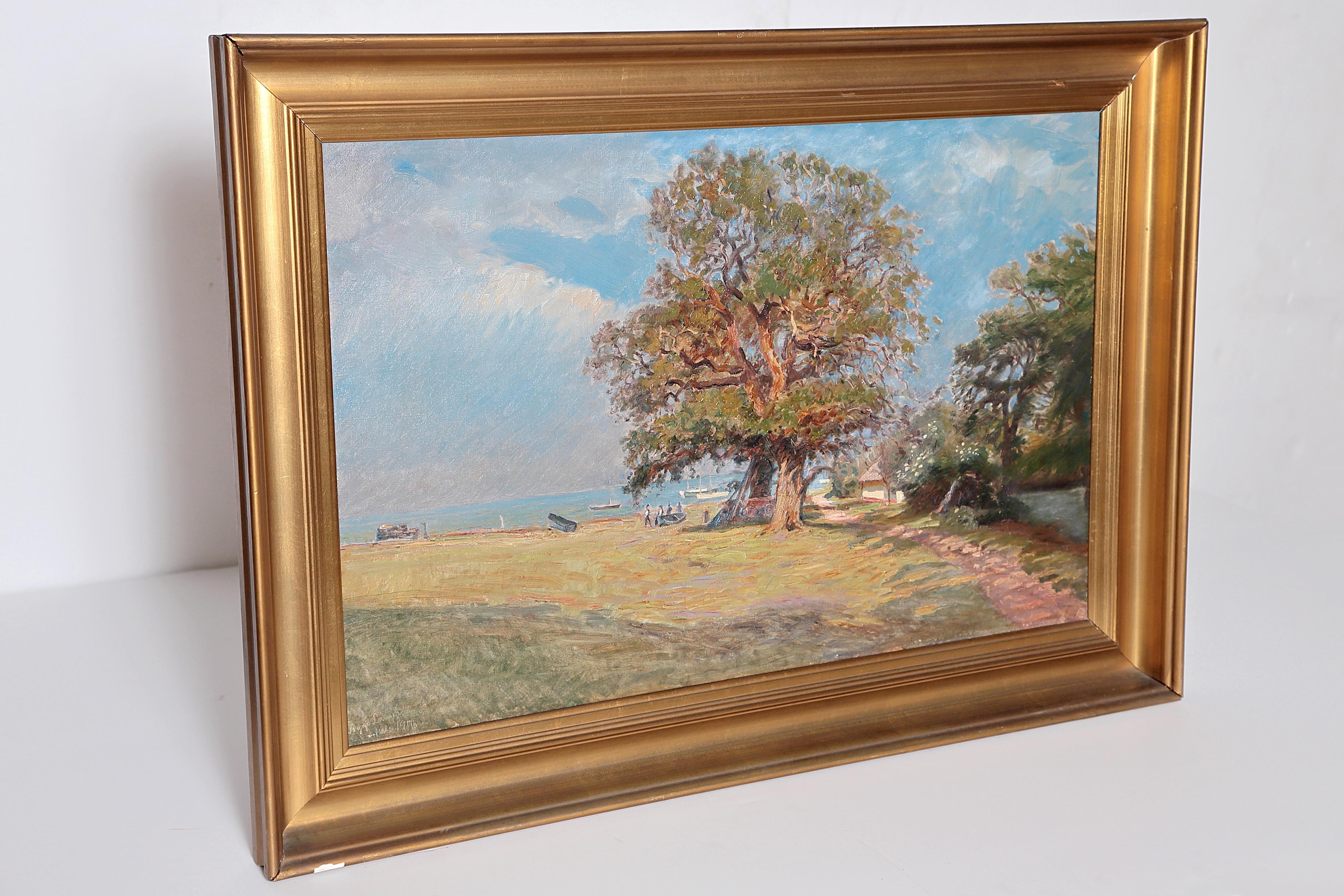 Framed Landscape Painting by Danish Landscape Painter Viggo Langer (1860-1942) 1