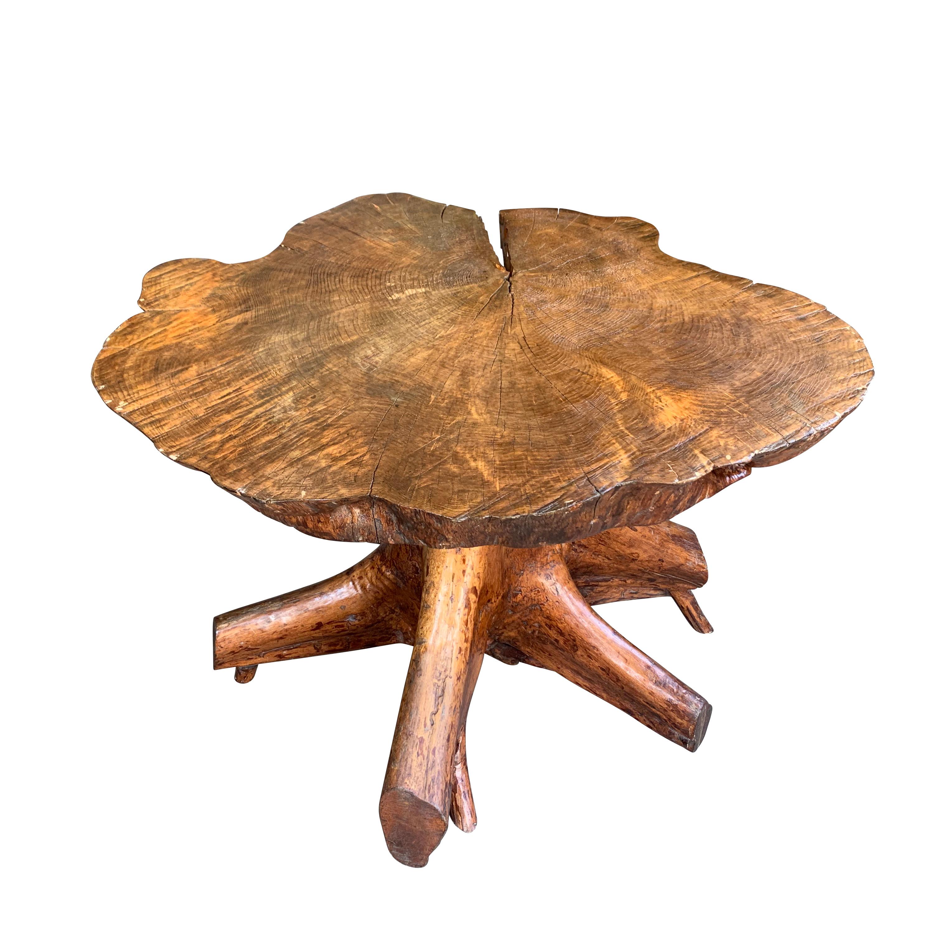 20th century French unusual and unique side table made from a large French tree root
Beautiful natural patina.