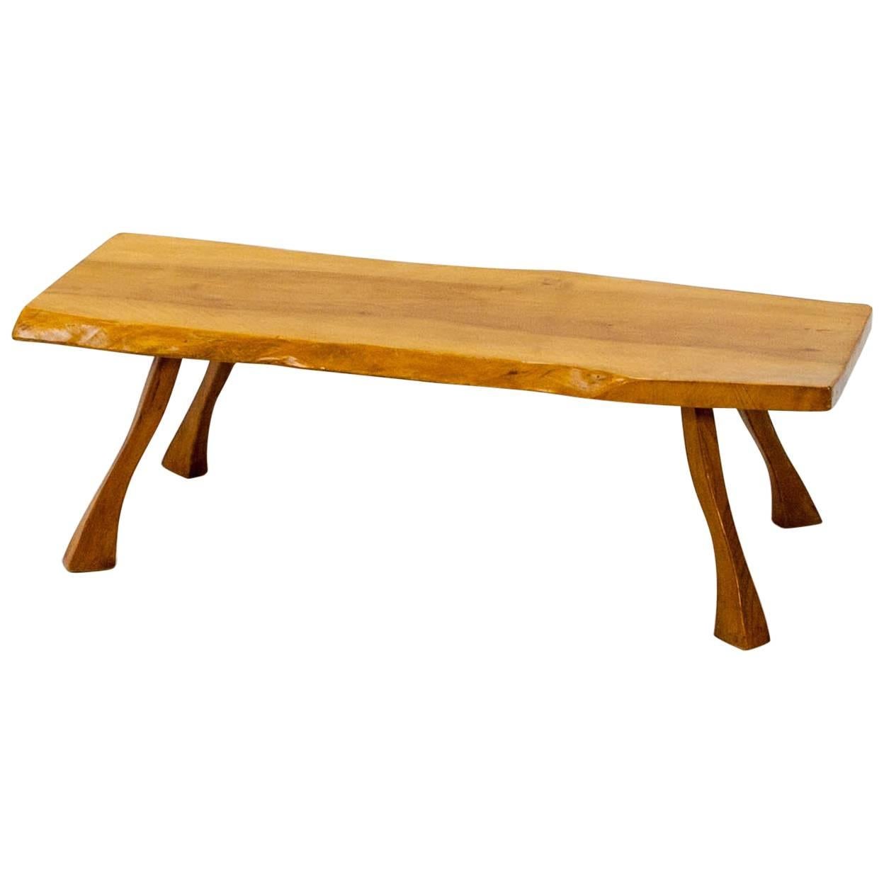 Table basse en dalles d'arbre, années 1960