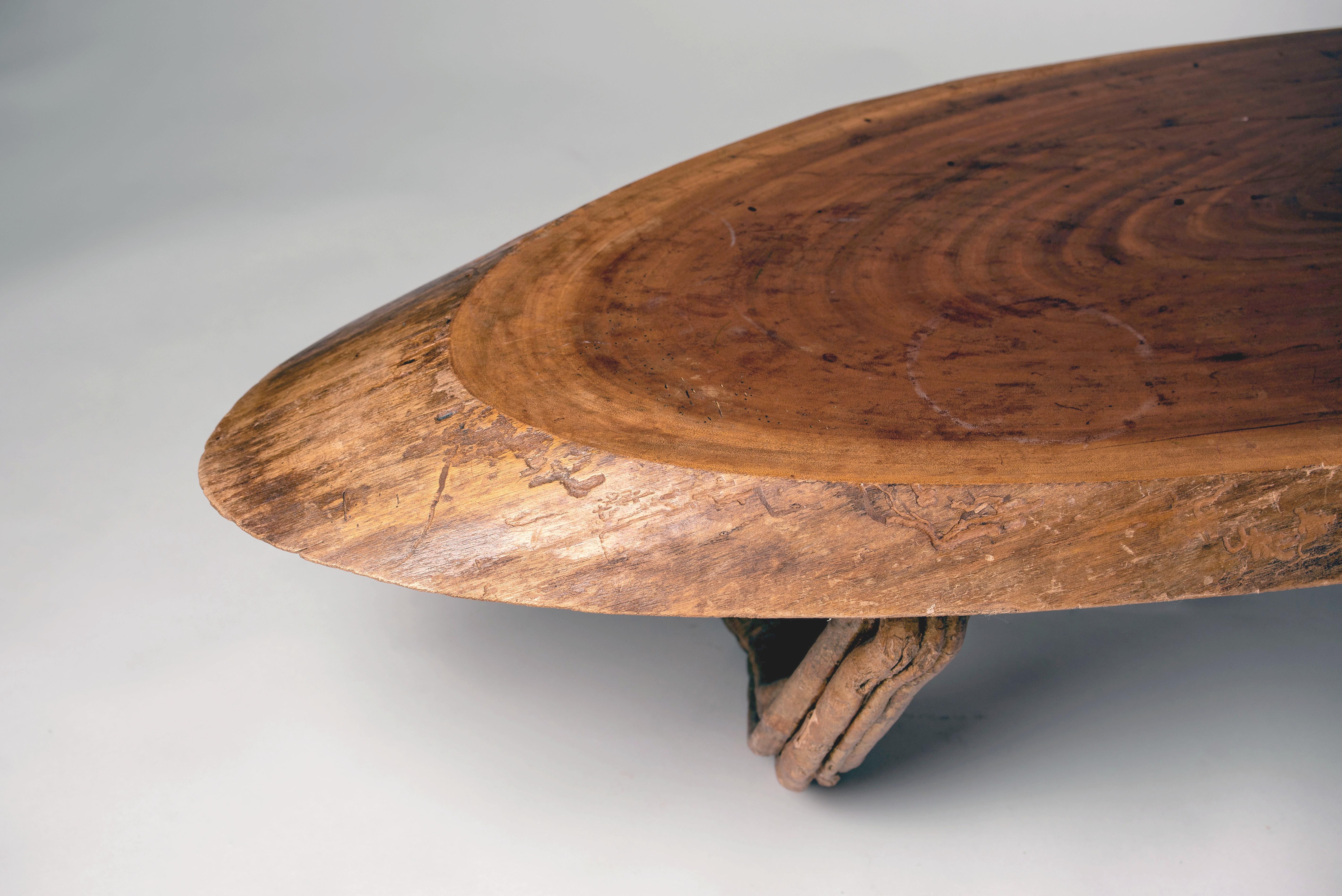 Tree Slice Coffee Table with Feet Made of Liana In Good Condition In Paris, FR