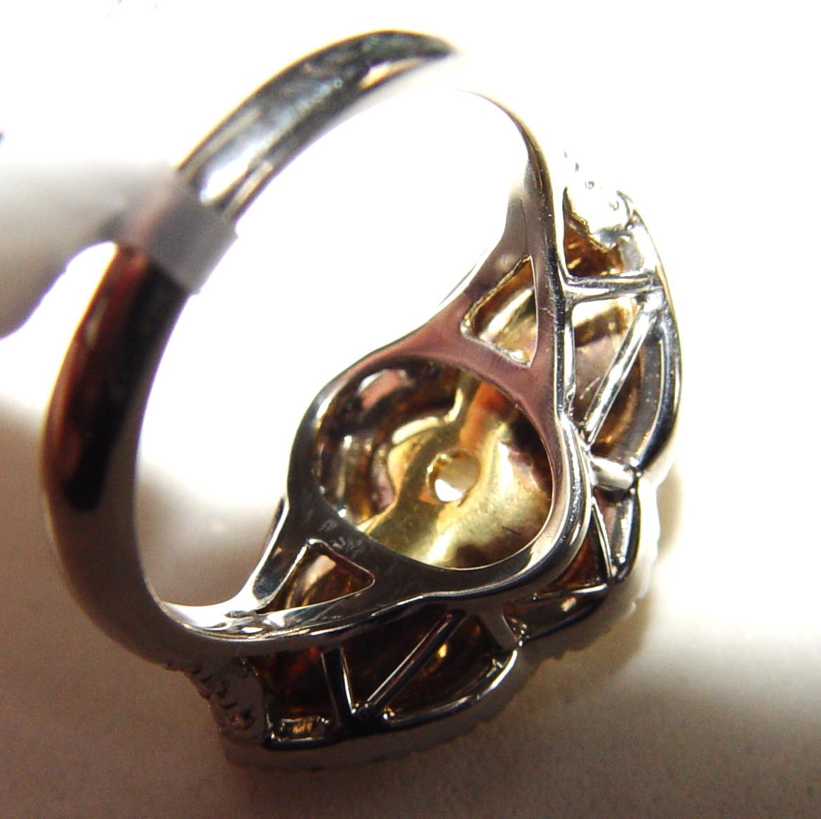 Tree stone 3.69CT Yellow & 1.10CT white diamond Engagement Ring PT/18K IGI For Sale 9