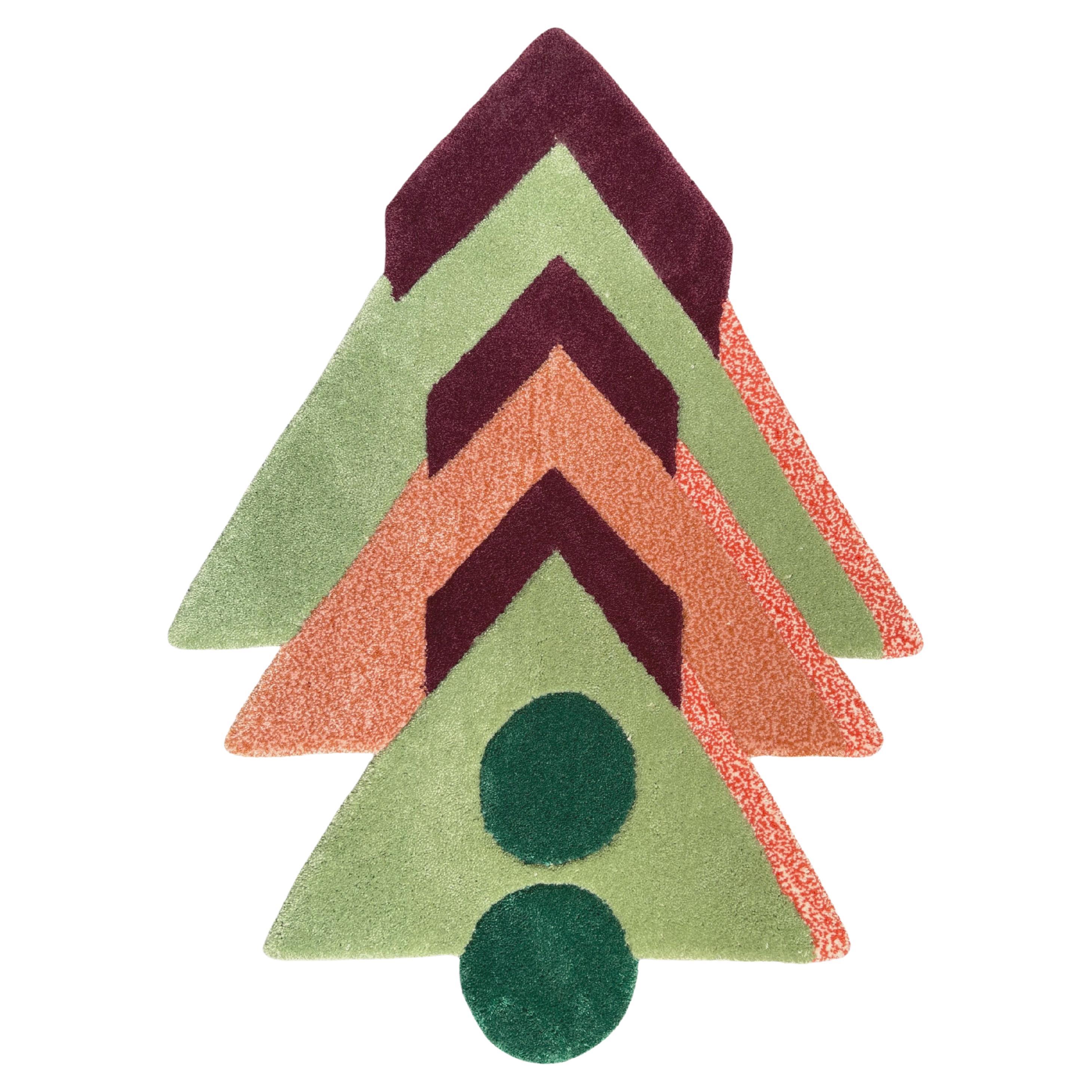 'Tree Triangle' Irregular Shape Hand-Tufted Wool Rug by RAG Home For Sale