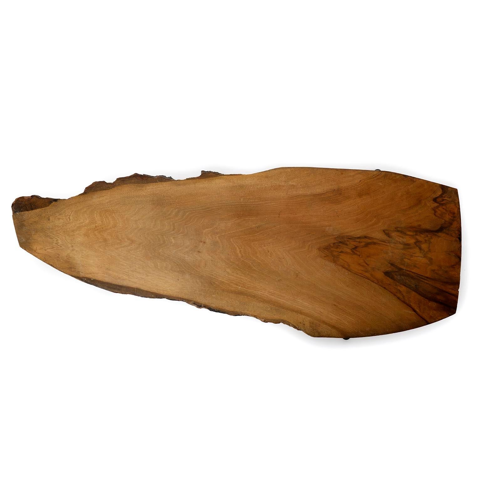 Mid-Century Modern Organic Tree Trunk Coffee Table, Carl Auböck, Walnut Wood Patinated Brass, 1950s