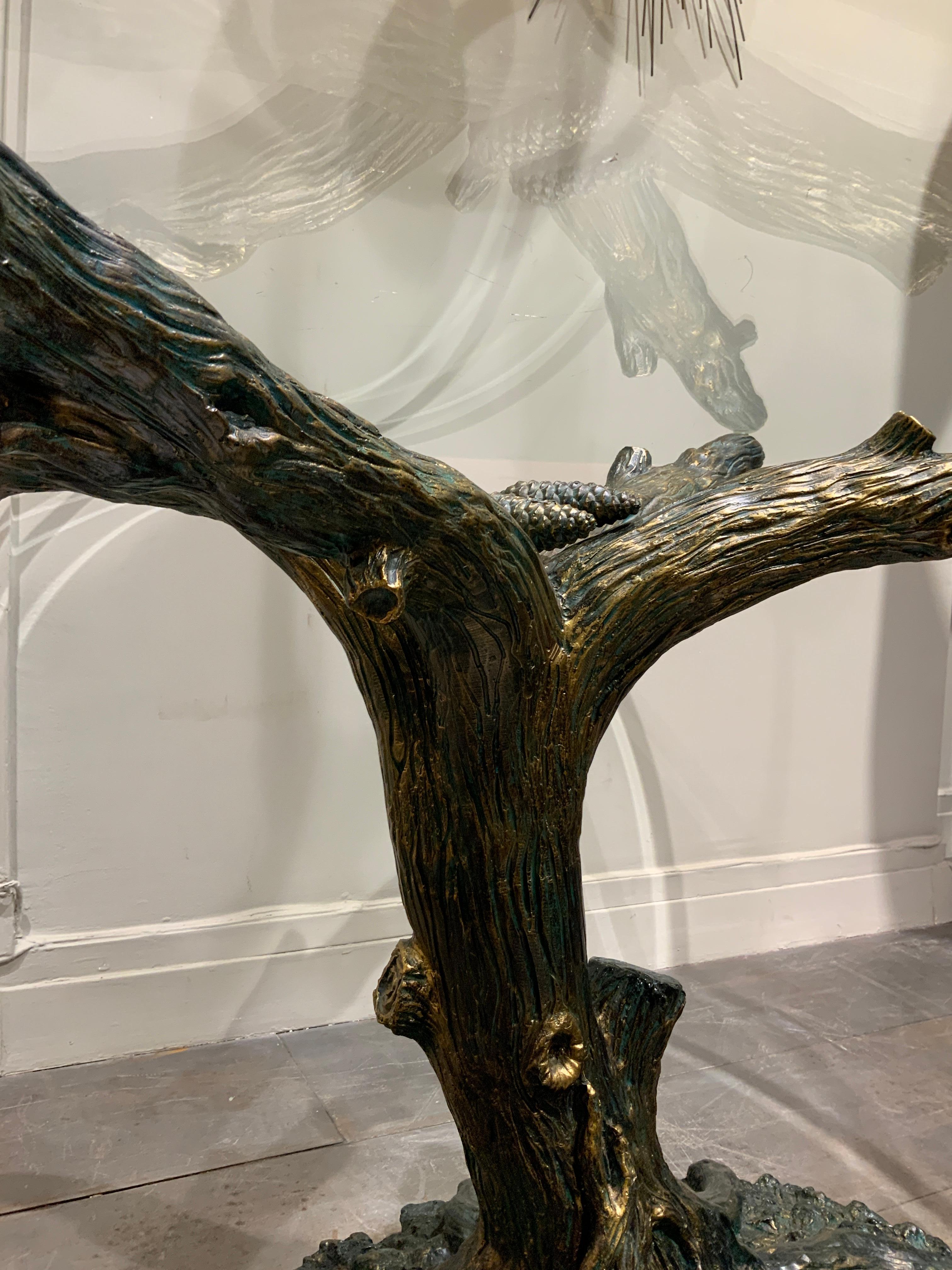 Late 20th Century Tree trunk dining or center table glass top France circa 1970 For Sale
