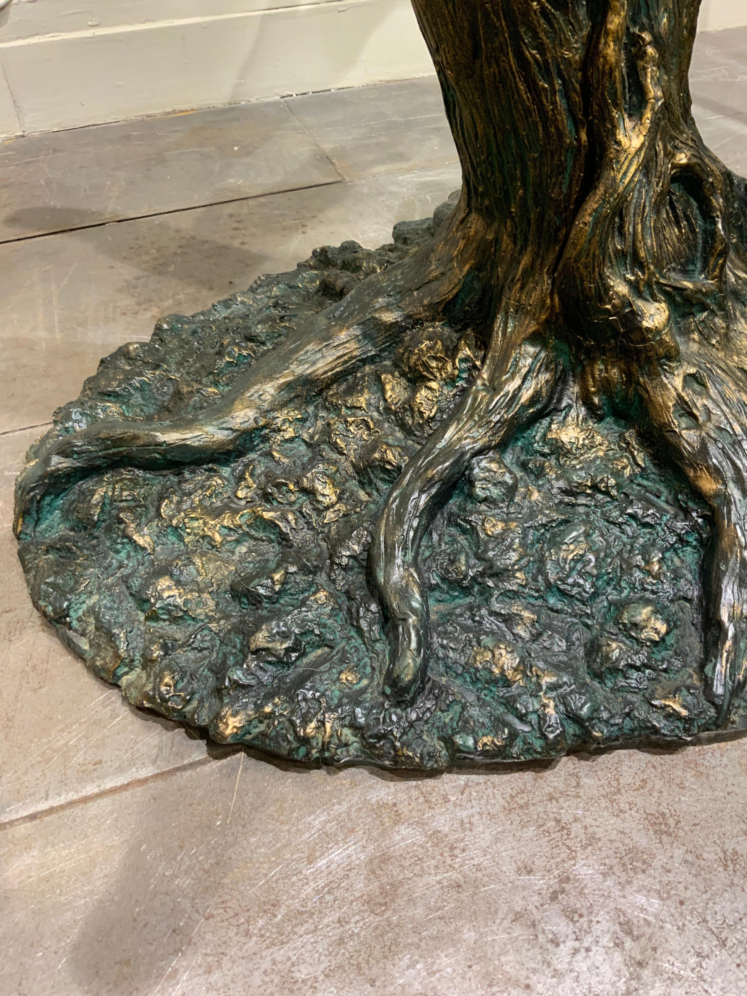 Glass Tree trunk dining or center table glass top France circa 1970 For Sale