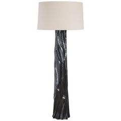 Tree Trunk Floor Lamp, Black Copper by Robert Kuo, Hand Repousse, Limited