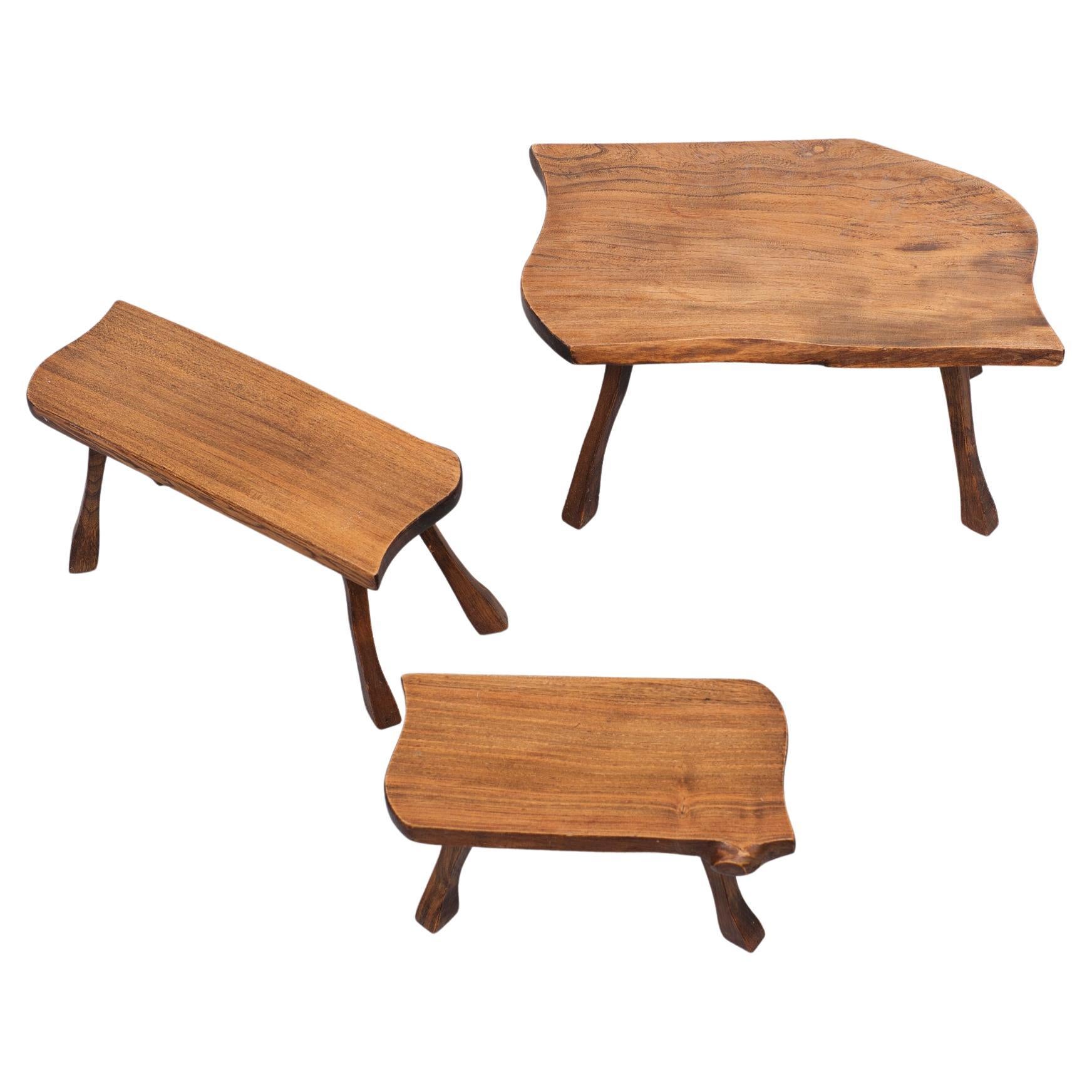 Mid-Century Modern Tree Trunk Nesting Tables Hand Carved, 1960s For Sale