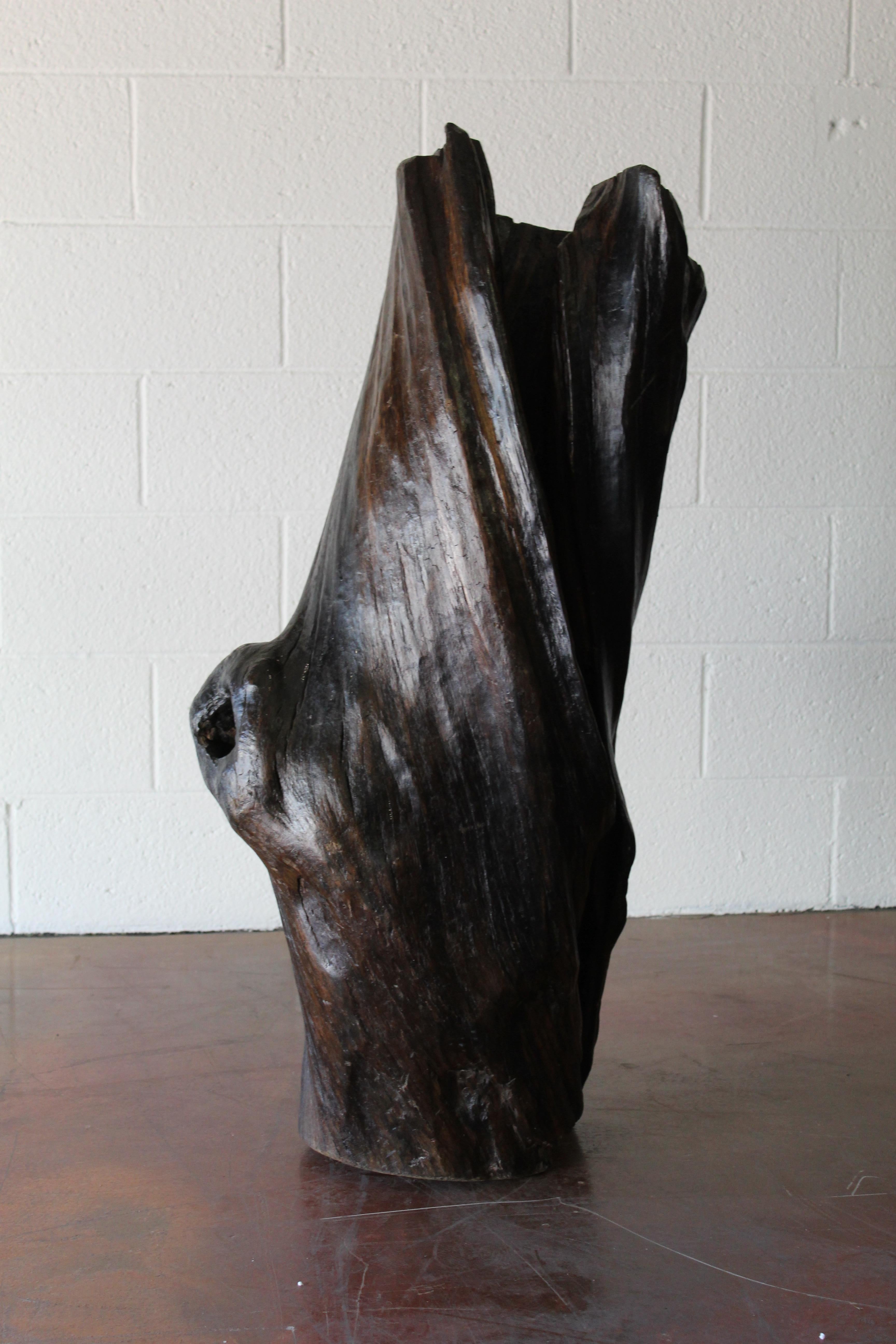 A lovely organic form - a vintage tree trunk sculpture. hallow.