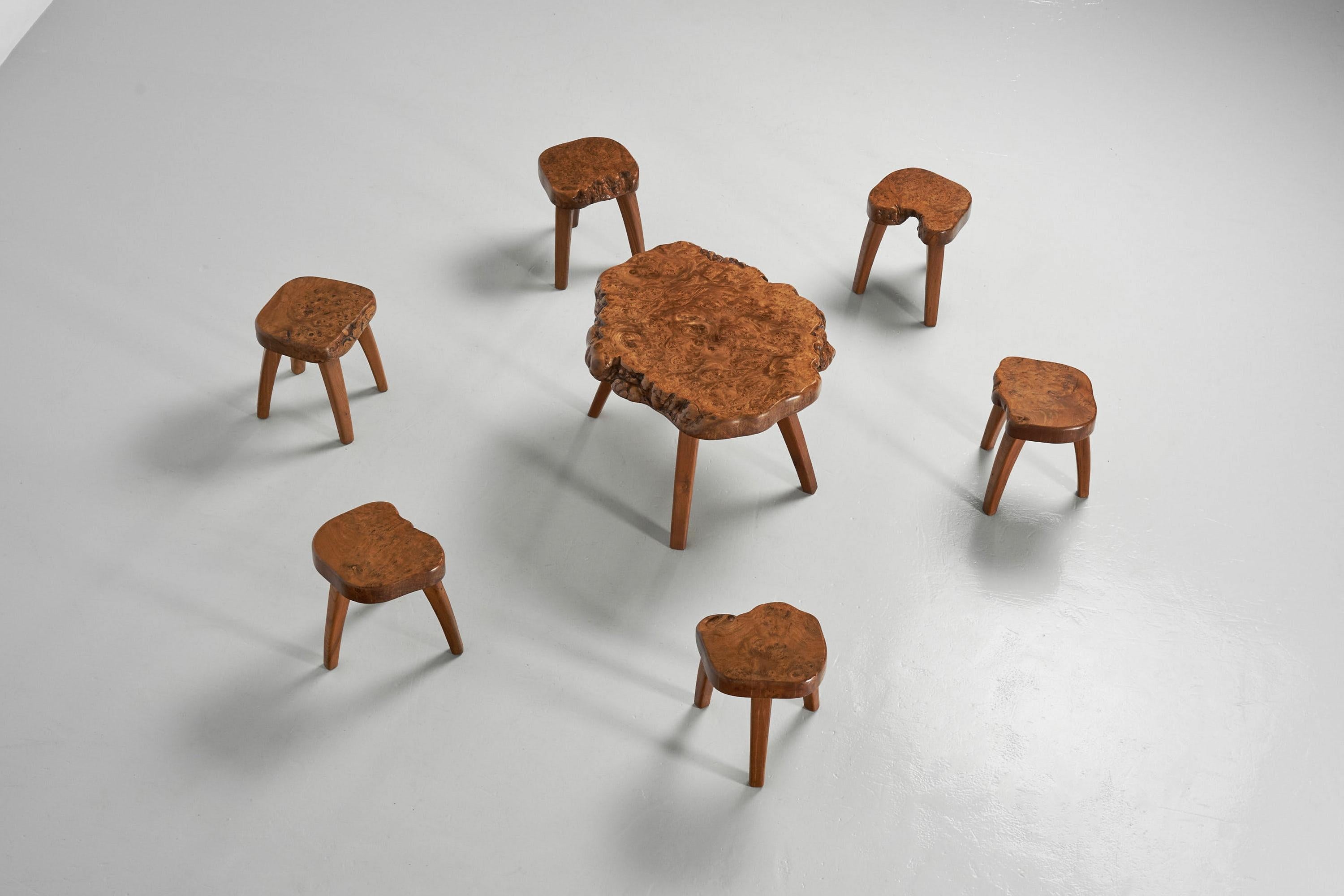 Tree Trunk Seating Group in Solid Elm, France, 1960 2