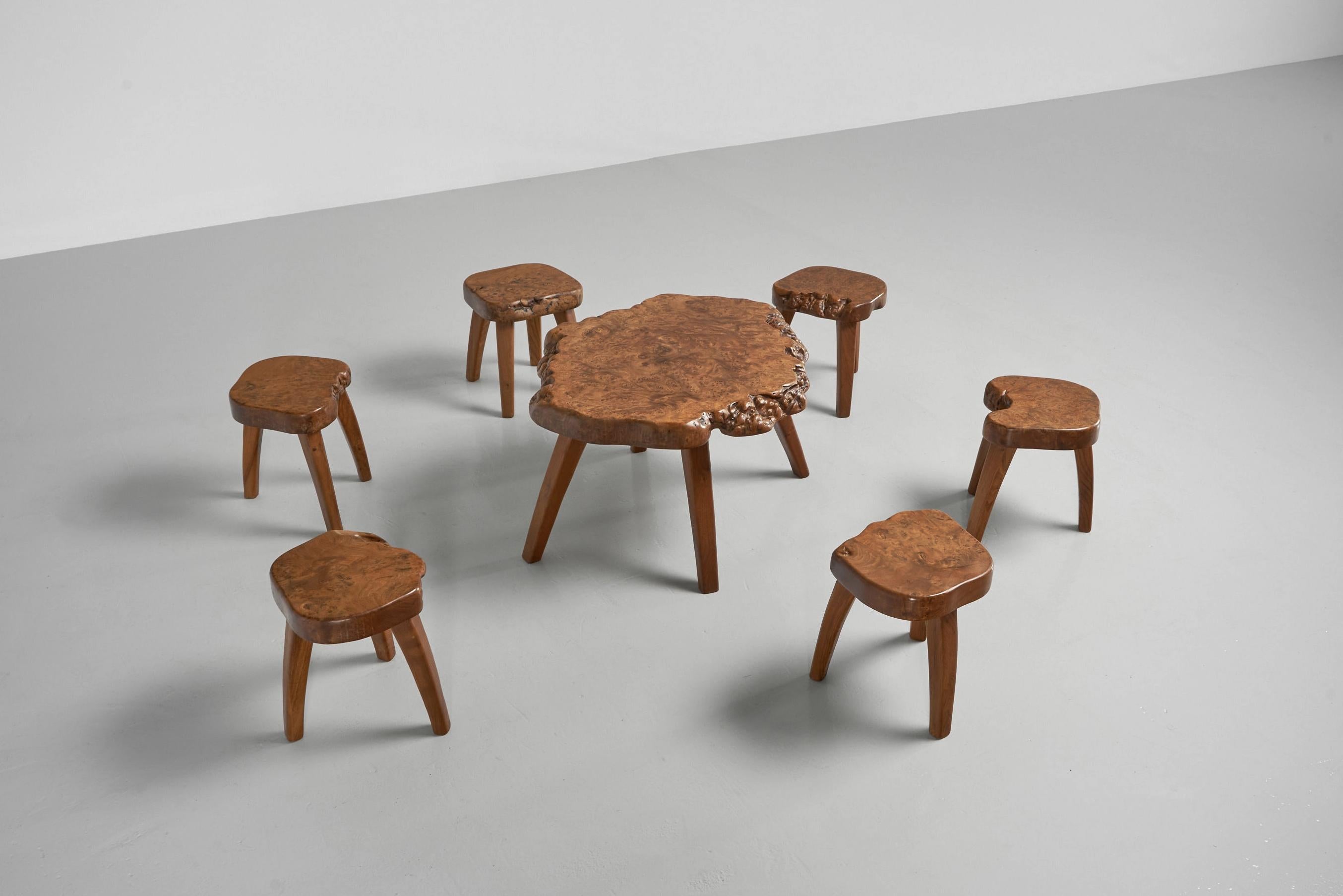 Tree Trunk Seating Group in Solid Elm, France, 1960 3