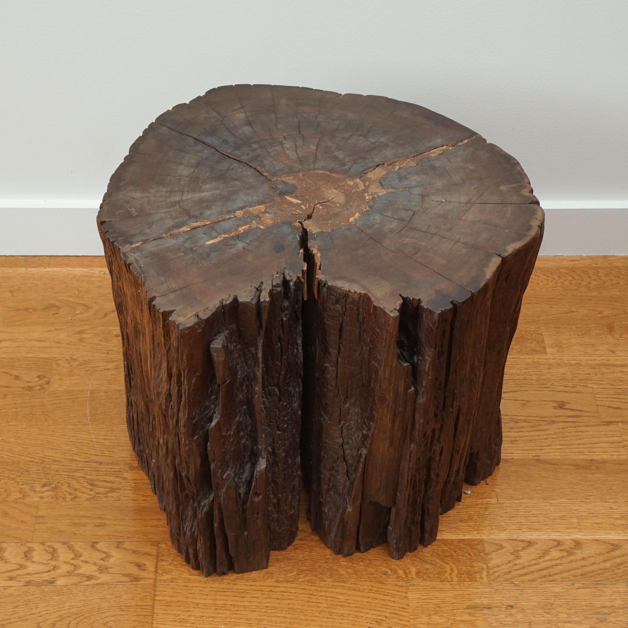 Hand-Crafted Tree Trunk Side Table  For Sale