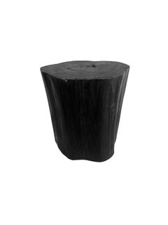Tree Trunk Side Table Solid Teak Wood Burnt Finish Modern Organic