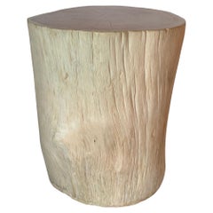 Tree Trunk Side Table Solid Teak Wood Bleached Finish Modern Organic