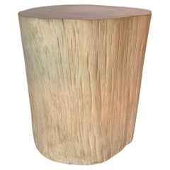 Tree Trunk Side Table Solid Teak Wood Bleached Finish Modern Organic