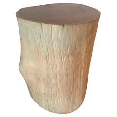 Tree Trunk Side Table Solid Teak Wood Bleached Finish Modern Organic