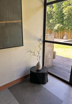 Tree Trunk Side Table Solid Teak Wood Natural Finish Modern Organic