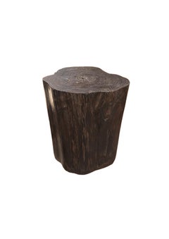 Tree Trunk Side Table Solid Teak Wood Natural Finish Modern Organic