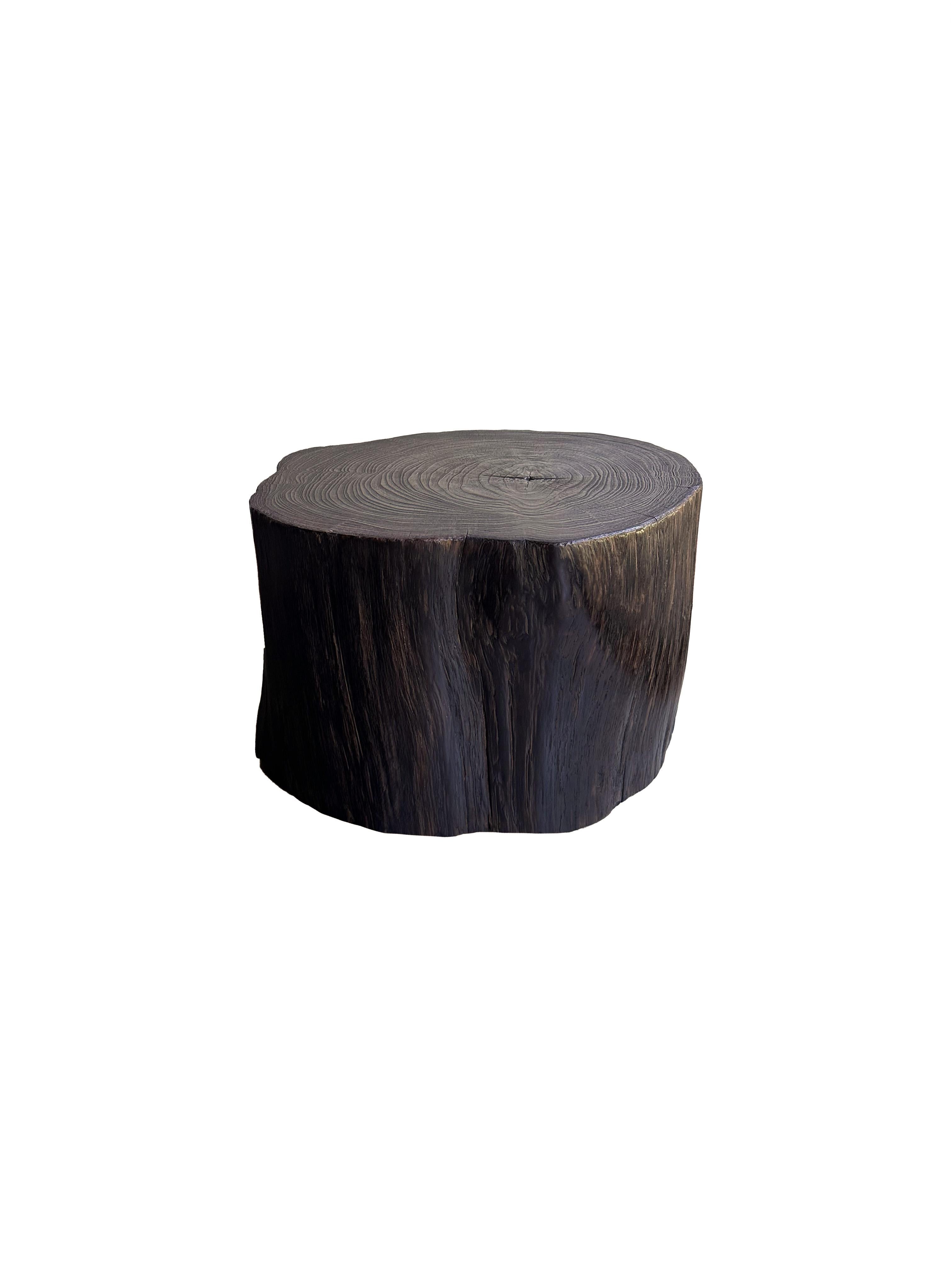 Tree Trunk Side Table Solid Teak Wood Natural Finish Modern Organic For Sale 1