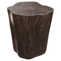 Tree Trunk Side Table Solid Teak Wood Natural Finish Modern Organic