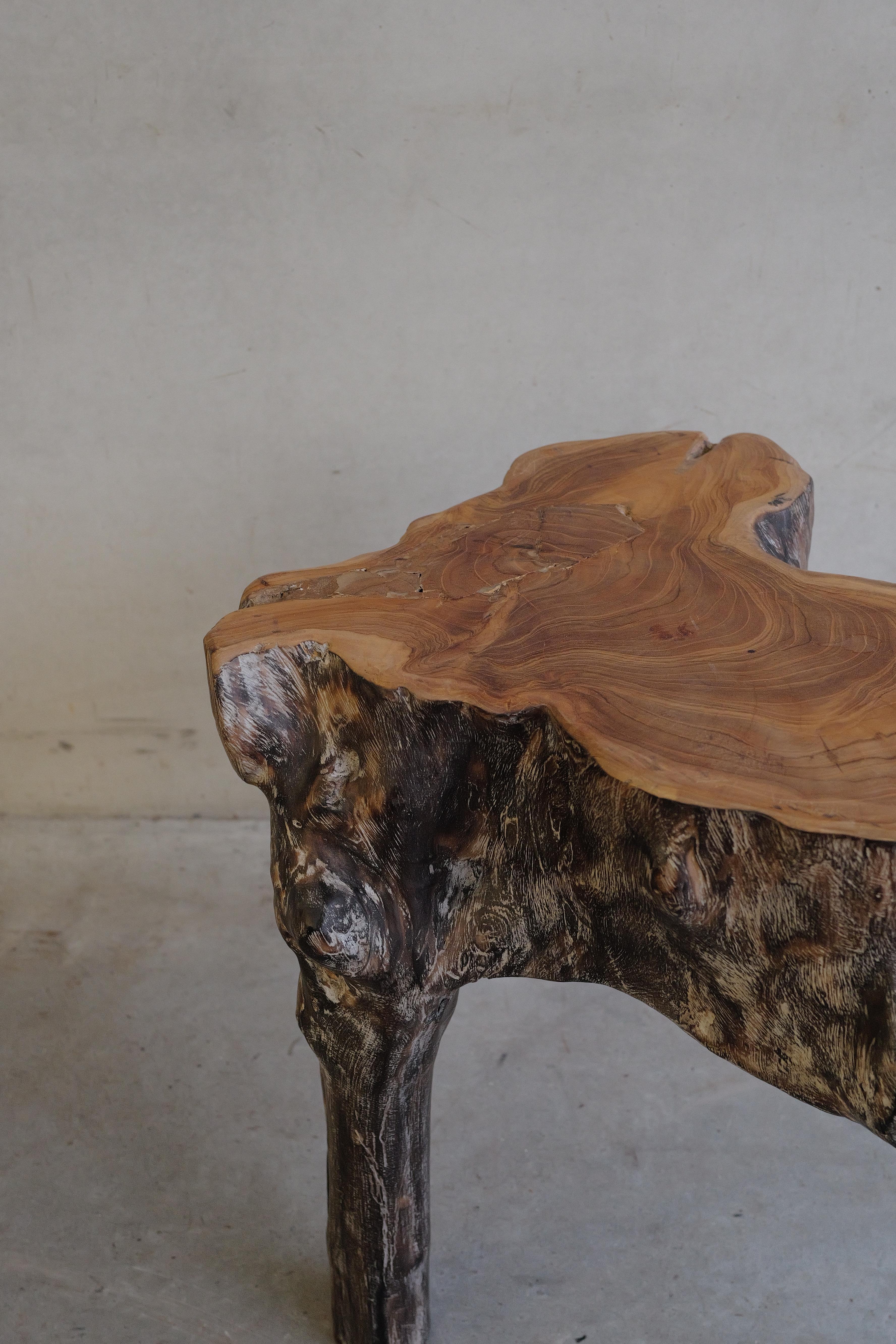 Brutalist Tree trunk stool For Sale