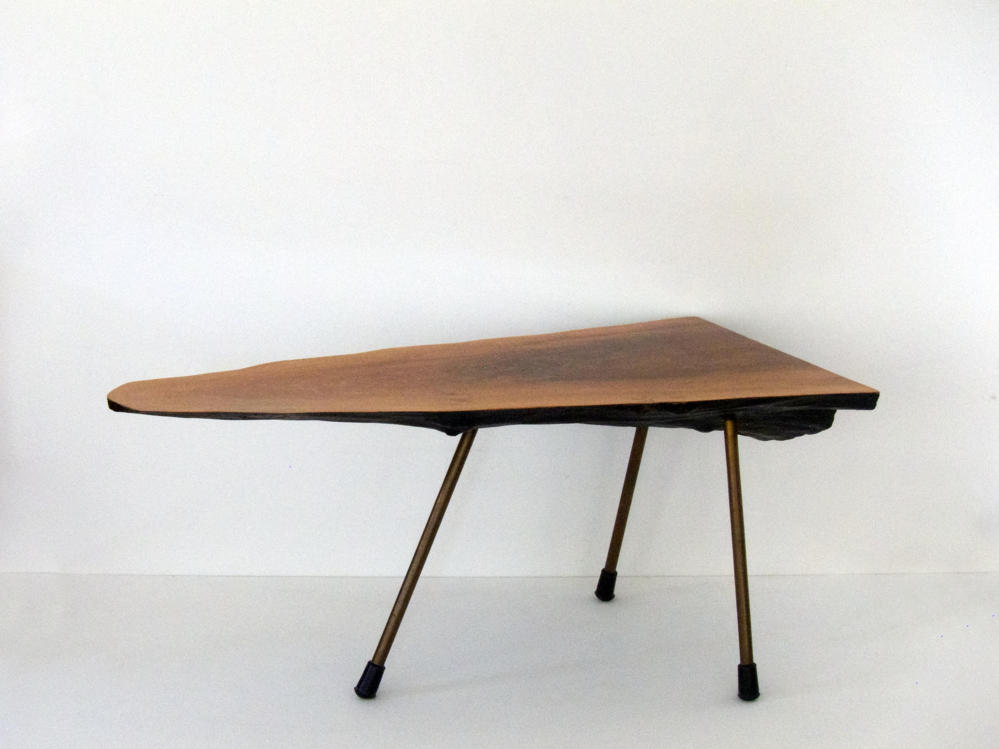 Tree Trunk Table By Carl Aubock Nutwood With Brass Legs And