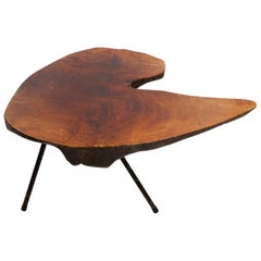 Tree Trunk Table, Wood Metal Iron Blackened, in the Style of Carl Auböck, 1950s
