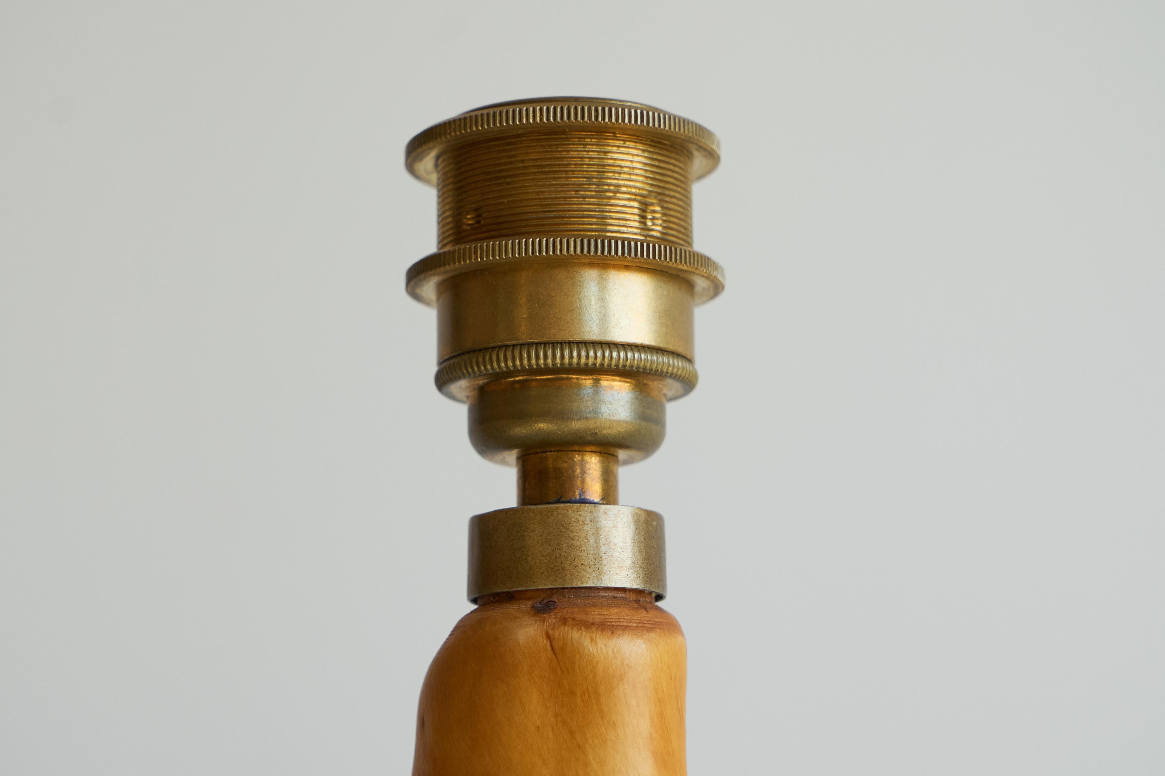 Tree Trunk Table Lamp in Acacia and Oak 1950s For Sale 2