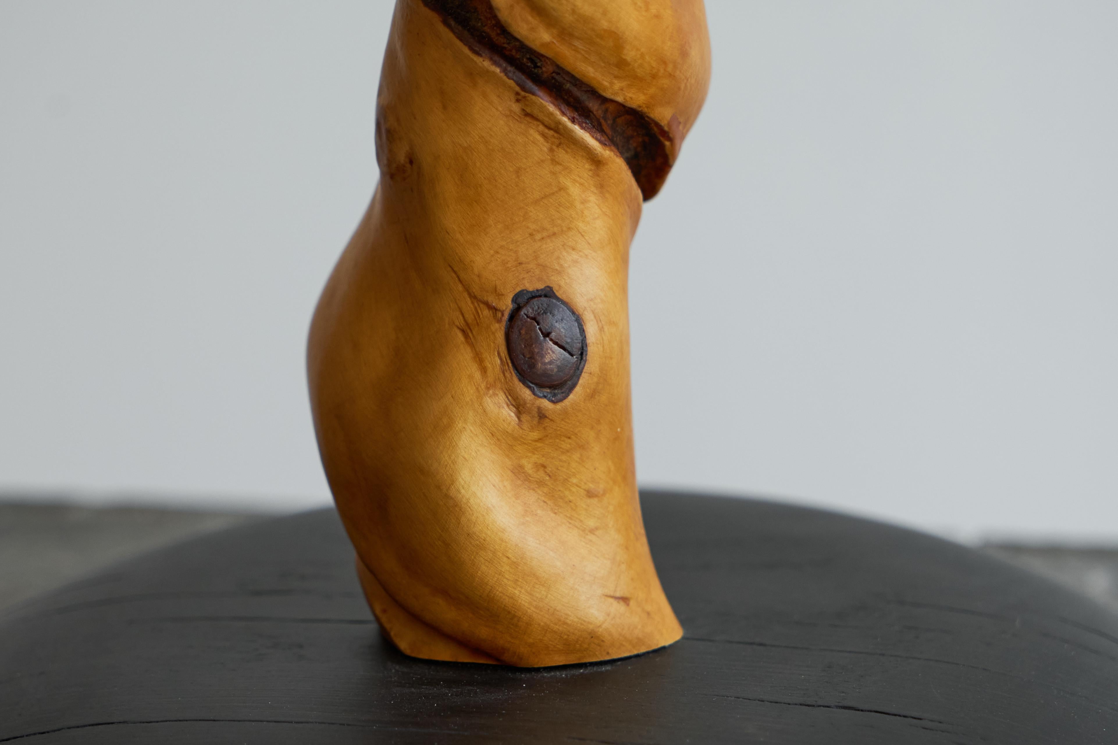Tree Trunk Table Lamp in Acacia and Oak 1950s In Good Condition For Sale In Meer, VAN
